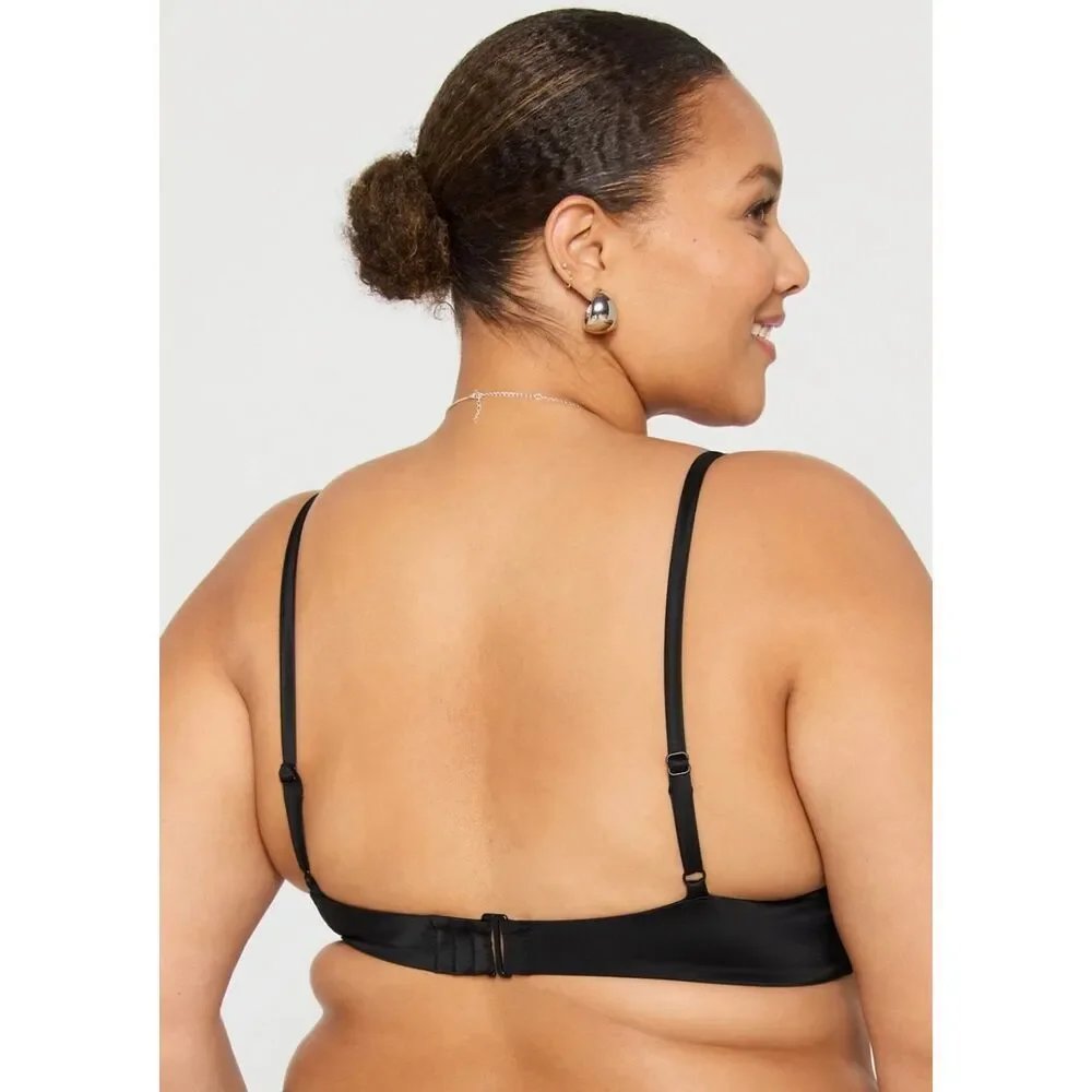 Fabletics Women’s 1X Sunset Scoop Swim Top Black‎ NEW